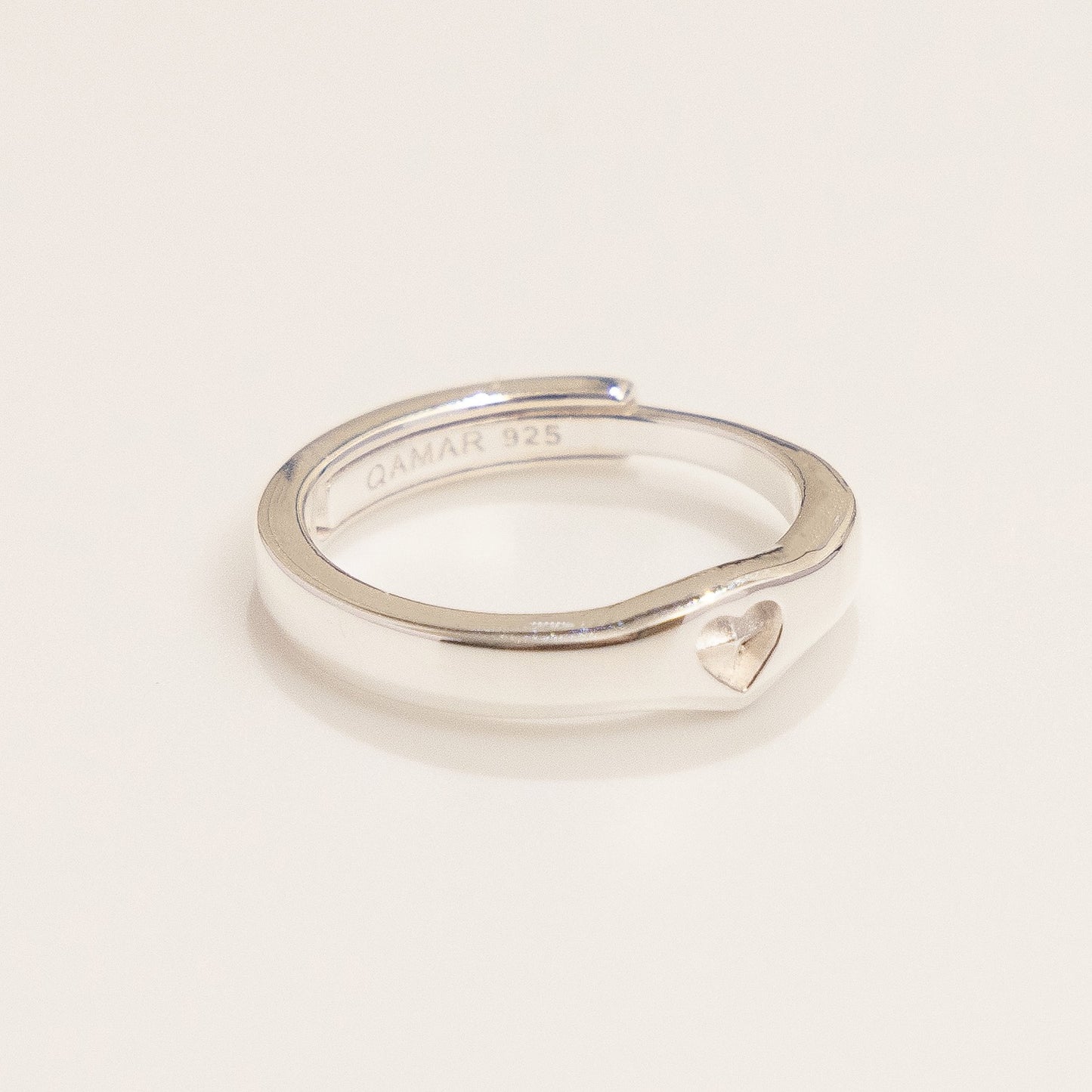 Heart Curved Ring Silver