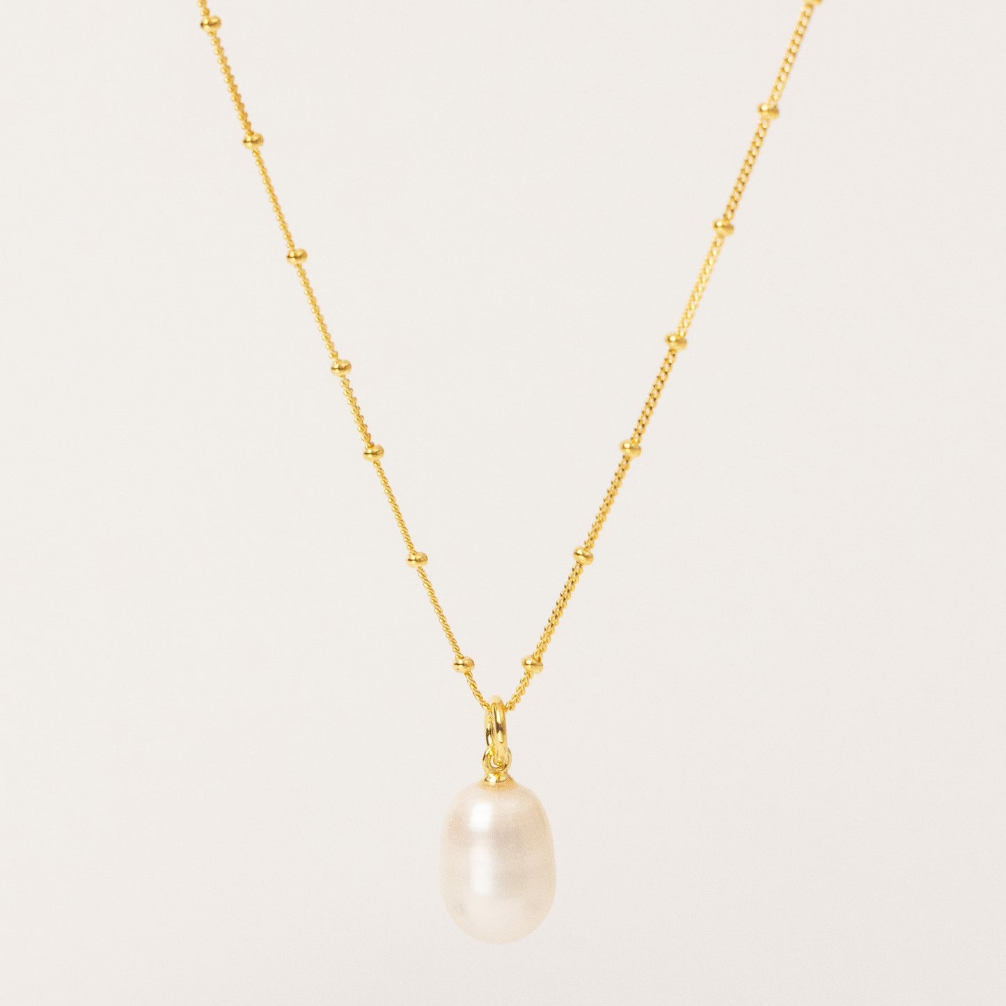 Freshwater Pearl Charm Necklace Gold
