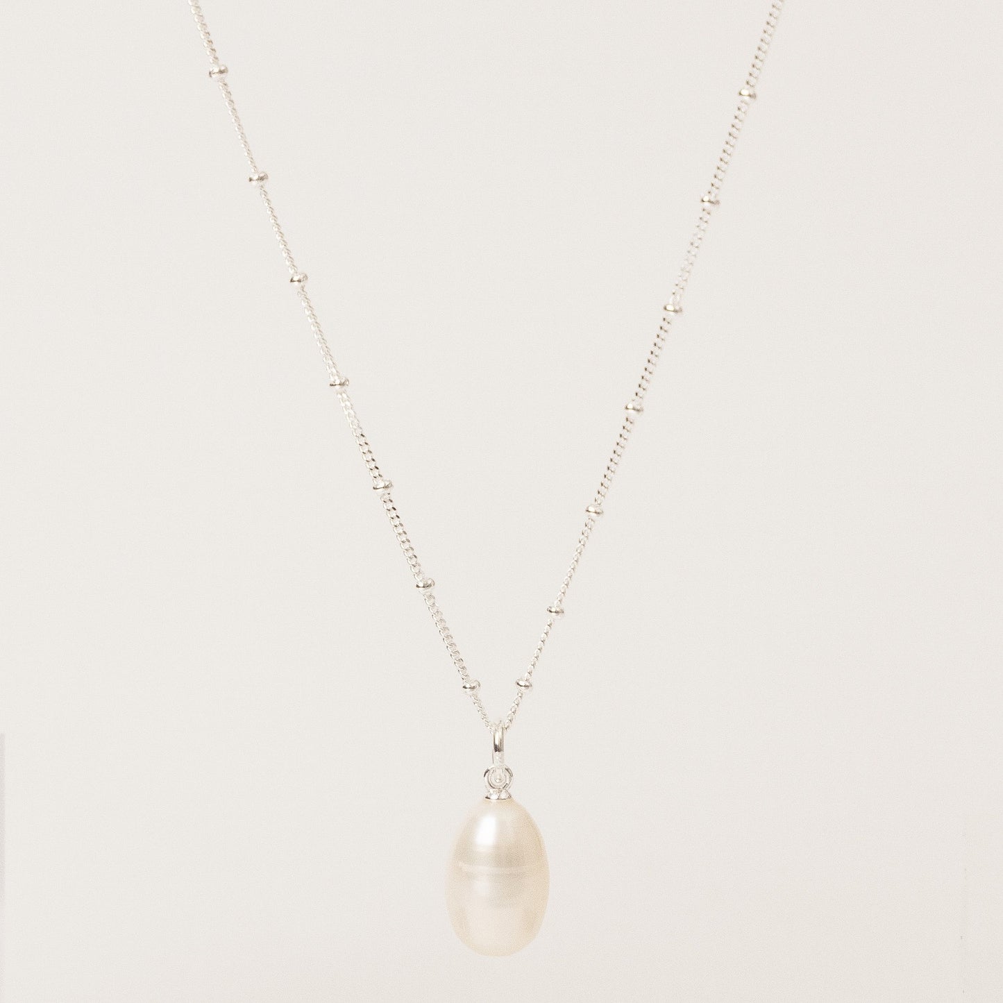 Freshwater Pearl Charm Necklace Silver