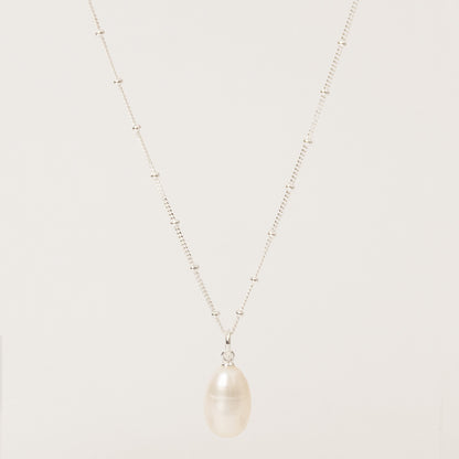 Freshwater Pearl Charm Necklace Silver